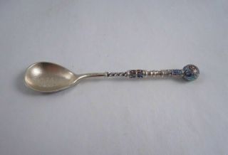 Georg Adam Scheid Cloisonne Enamel Spoon Sterling Silver Glasgow 1892 English