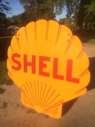 Vintage Shell Porcelain Double Sided Large 48 " Sign
