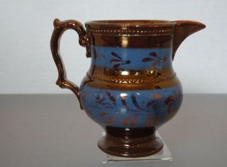 Cha108 Antique Copper Lustre Staffordshire Pitcher 4 " H