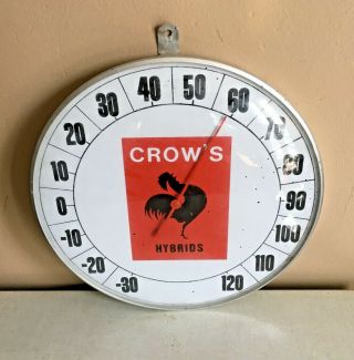 Rare Vtg 12 " Crows Farm Farmer Feed Thermometer Seed Sign Glass Front Deere Ih