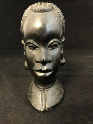 Late 19th Century Ebony Carved Tribal Head $1 Start Eofy