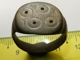 3245 Ancient Roman Bronze Ring With A Decoration 19 Mm