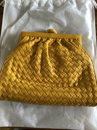 Bottega Veneta Leather Crossbody Bag Intrecciato Vintage Yellow