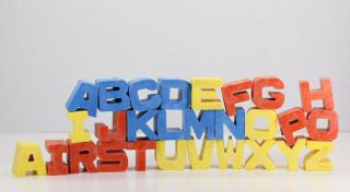 28x Vintage 1971 Mattel Tuff Stuff Alphabet Blocks Complete Set Of 26 Letters