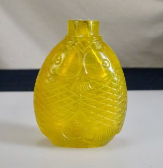 Chinese Carved Yellow Peking Glass Snuff Bottle - 56425