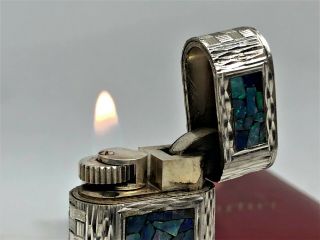 Mega Rare Auth CARTIER 3 - Sides Opal Inlay Mosaic Limited Etched Lighter Silver 2
