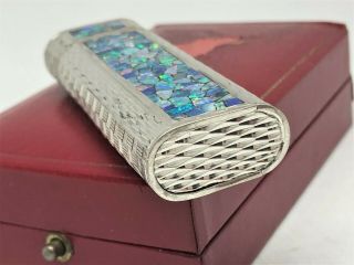 Mega Rare Auth CARTIER 3 - Sides Opal Inlay Mosaic Limited Etched Lighter Silver 8