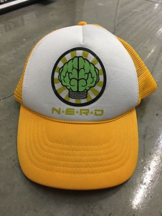 Rare Vintage 2001 - 03 N.  E.  R.  D Yellow Trucker Hat 100 Authentic Pharrell Nerd