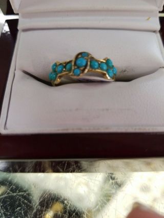 14k Yellow Gold Antique Persian Turquoise Ring