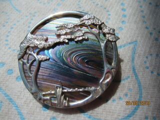 Rare Ortak PAT CHENEY 925 Silver Brooch Pendant John Ditchfield Art Glass 1980s 4