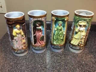 Rare 1973 Budweiser Girl Beer Steins - Set Of 4 – Made In Italy All