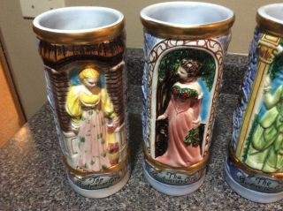 Rare 1973 Budweiser Girl Beer Steins - Set of 4 – Made in Italy ALL 4