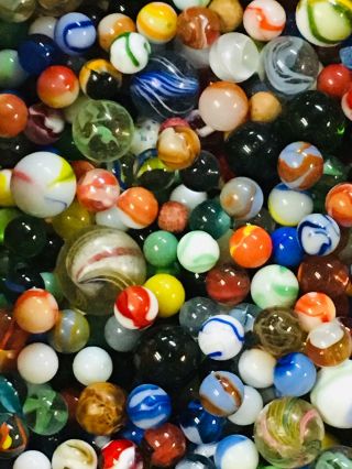 600,  Vintage Antique Handmade & Machine Made Marbles Peltier Akro Agate CAC 7