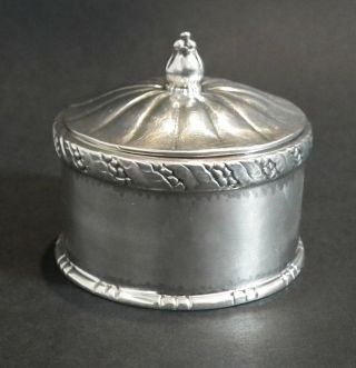 Stunning Antique Georg Jensen Solid Silver Circular Box & Cover C.  1924