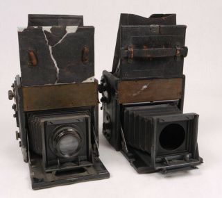 Compact Graflex 3 1/4 X 5 " Vintage Slr Project Pair W/tessar Lens