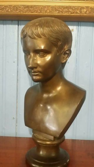 Antique/ Vintage Bronze Sculpture Of A Youngroman Boy 10 1/2 Tall