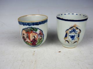 Two 18th Century Antique Chinese Export Porcelain Handled Tea Cups