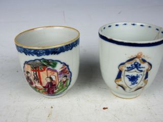 Two 18TH CENTURY ANTIQUE CHINESE EXPORT PORCELAIN HANDLED TEA CUPS 3