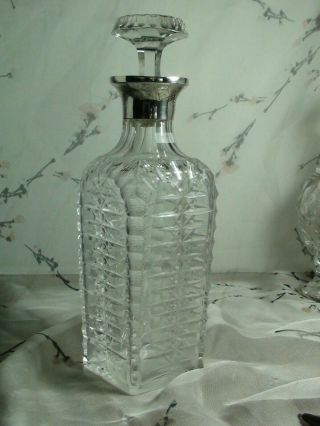 Antique Cut Glass Sterling Silver Collar Scent Bottle Birmingham 1906