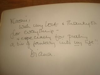 Rare Signed Princess Diana Message To Her Friend Naomi.  (inside Book)