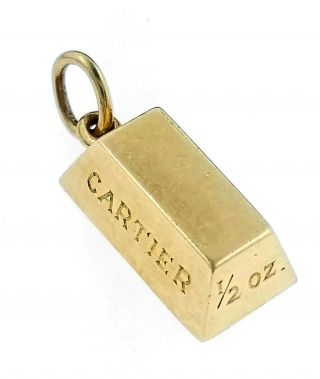 Vintage 18k Gold Cartier Ingot Bar 1/2 Oz Ounce Pendant For Necklace Or Chain