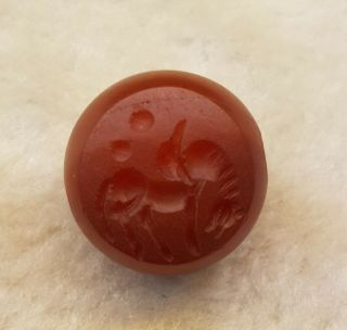 Ancient Dark Red Agate Stone Very Old Stamp Seal Beads Wind Horse Intagilo 54J 5