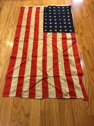 Vintage WW II Era US 48 Star Stitched American Flag 3 X 5 Fast Color 2