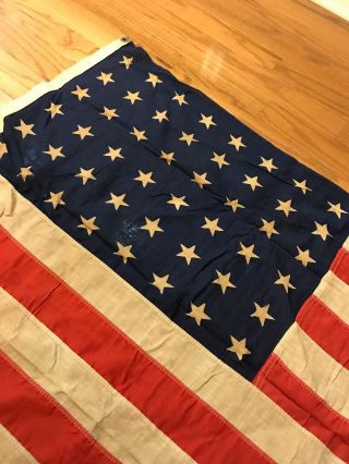 Vintage WW II Era US 48 Star Stitched American Flag 3 X 5 Fast Color 3