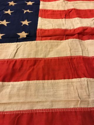 Vintage WW II Era US 48 Star Stitched American Flag 3 X 5 Fast Color 7