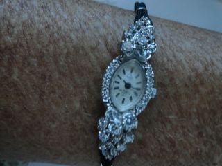Vintage Fine Antique 14k White Gold And Diamond Ladies Watch.  75cw