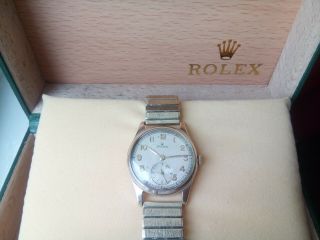 Rare Gents 1942 Solid 9k Gold Rolex Officers Watch Keeping Great Time And Boxed