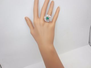 Vintage 18K White Gold Emerald and Diamond Ring 1.  95 CT estate 7