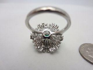 Vintage 18K White Gold Emerald and Diamond Ring 1.  95 CT estate 9