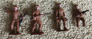 Set Of 4 Vintage Hand - Painted Bergen Toy & Novelty Co Wwi Soldiers
