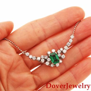 Vintage Diamond 2.  75ct Green Emerald 18k Gold Beaded Chain Necklace 6.  9 Grams Nr