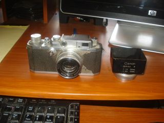 Vintage Early Canon Rangefinder Camera Iib With Serenar 1.  9 50mm Lens & Hood