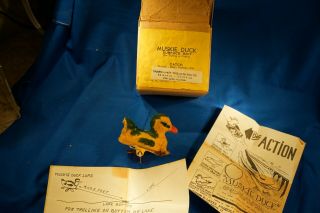 Vintage Muskie - Duck Surface Bait With Paper Fox Lake,  Illinois