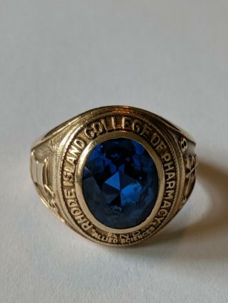 Vintage 10k Gold Blue Stone 1938 Ri College Of Pharmacy Class Ring 12.  3 Grams