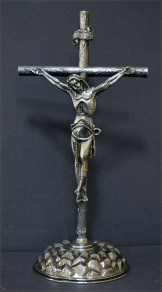 Highly Decorative Vintage Marked Spanish Solid Silver Corpus Christ