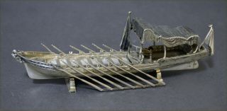 Highly Collectible Model Marked Spanish Solid Silver Row Boat