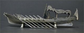 HIGHLY COLLECTIBLE MODEL MARKED SPANISH SOLID SILVER ROW BOAT 2