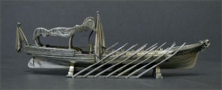 HIGHLY COLLECTIBLE MODEL MARKED SPANISH SOLID SILVER ROW BOAT 4