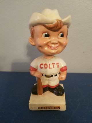 Vtg 1960s Houston Colts 45s Bobble Head Nodder Doll White Base Japan