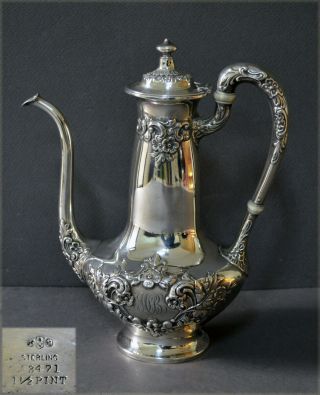 C.  1900 Gorham Sterling Silver Egoiste Solitaire Coffee Pot Buttercup Pattern