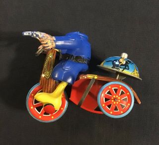 Vintage Marx Tin Toy Wind Up Cowboy Tricycle Made In Japan See Notes