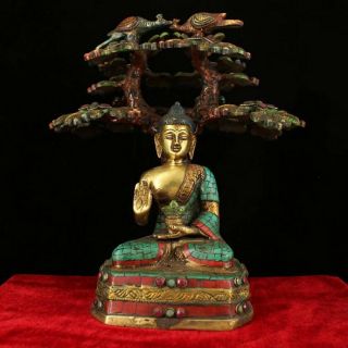 Chinese Antique Tibetan Buddhism Old Copper Hand - Set Jewels Sakyamuni