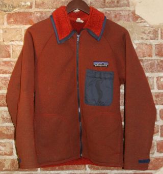 Vtg 70s Patagonia Chouinard First Label Mens Deep Pile Zip Up Jacket