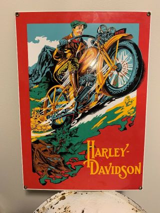 Vintage Harley Davidson 1929 Dl Vl Motorcycle 16 " X 11 " Porcelain Metal Sign