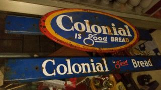 Vintage Colonial Is Good Bread Advertising Door Push Sign Front & Back