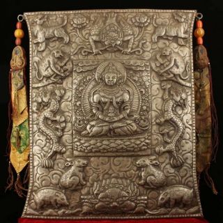 Chinese Antique Tibetan Buddhist Tiantie Hand - Built Four - Armed Guanyin Thang - Ga